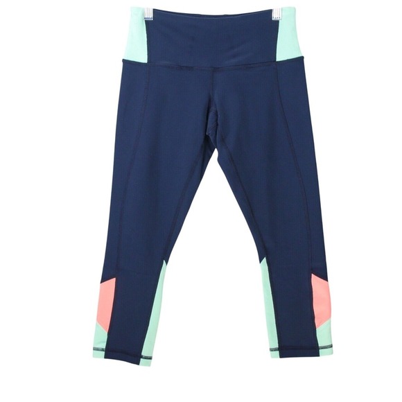Lululemon Embody Crop Leggings Women's 4 Inkwell Fresh Teal Pop Orange W6940S - Picture 1 of 7